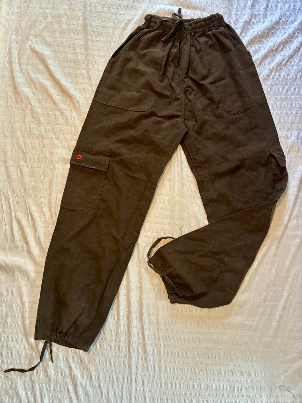 Indie Boho Handmade Earthy Cargo Pants Drawstring Waist